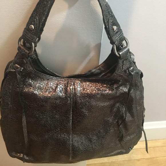 Coach Anthracite Patterned Leather Satchel - Picture 1 of 10